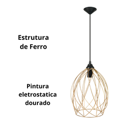 Pendente de Teto Ferro Aramado Dourado - 4