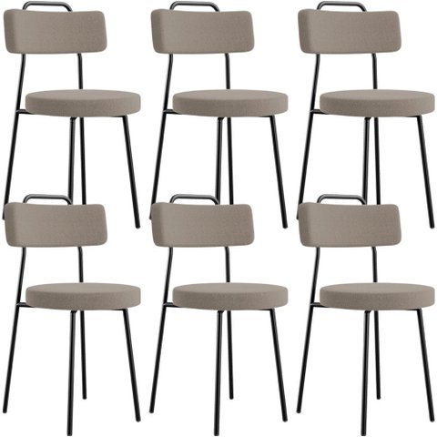 Kit 06 Cadeiras Decorativas Estofada Para Sala De Jantar Barcelona L02 Bouclê Bege - Lyam Decor