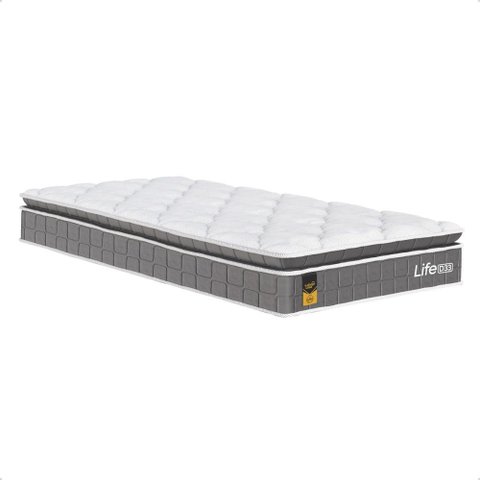 Colchão Solteiro Life D33 Pillow Top Cinza 17x88x188cm- e-Shop Casa