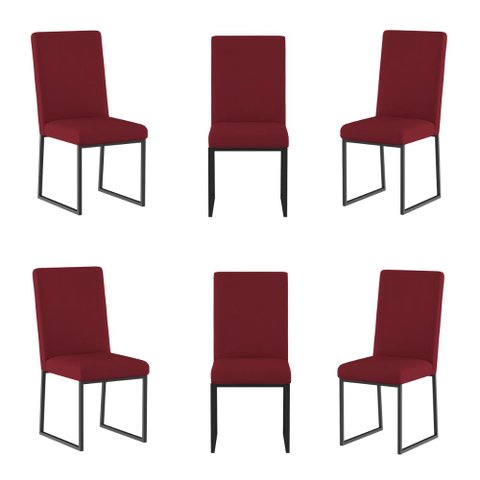 Kit 6 Cadeiras para Mesa de Jantar Base Industrial Preto Balaqui Cor:marsala