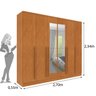 Guarda Roupa Casal 6 Portas 8 Gavetas Puxador MDF 270cm com Espelho Portugal Espresso Móveis   - 4