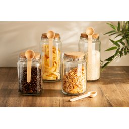 Pote de Vidro com Tampa Rolha Cortiça e Colher Bambu 650ml - 7
