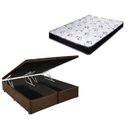 Ver imagem 1 de Cama Box Baú Casal Bi-Partido Green Marrom + Colchão Espuma D33 138x188x10