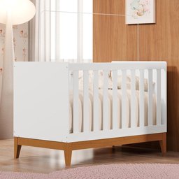 Berço Americano Mini Cama Flip Branco Fosco com Colchão Baby Physical - Reller Móveis - 1 Berço Americano Mini Cama Flip Branco Fosco com Colchão Baby Physical - Reller Móveis - 1