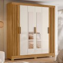 Ver imagem 1 de Guarda Roupa Casal 195cm Espelho Ripado Arlon M07 Freijó/off - Mpozenato