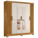 Ver imagem 2 de Guarda Roupa Casal 195cm Espelho Ripado Arlon M07 Freijó/off - Mpozenato