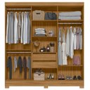 Ver imagem 4 de Guarda Roupa Casal 195cm Espelho Ripado Arlon M07 Freijó/off - Mpozenato