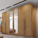 Ver imagem 1 de Guarda-Roupa Casal em MDF 6 Portas 6 Gavetas com Espelho Reno Marrom/Cumaru