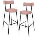 Ver imagem 1 de Kit 02 Banquetas Alta Bar Cozinha Sala de Jantar Aço Milão L02 Linho Rosa - Lyam Decor