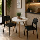 Ver imagem 3 de Conjunto Mesa de Jantar Redonda 70cm com 2 Cadeiras Mônaco Rattan - Preto
