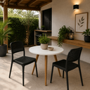 Ver imagem 2 de Conjunto Mesa de Jantar Redonda 70cm com 2 Cadeiras Mônaco Rattan - Preto