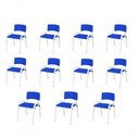 Ver imagem 1 de Kit 11 Cadeira Iso Infantil Creche, Base Branco Azul