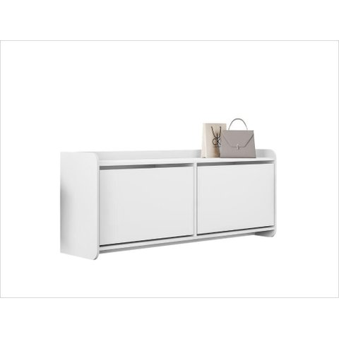 Sapateira Banco Dália 130cm com 2 Portas 4 Nichos em Mdf/mdp Branco Casa D