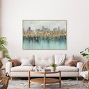 Ver imagem 3 de Quadro Decorativo Abstrato Verde e Dourado