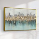 Ver imagem 2 de Quadro Decorativo Abstrato Verde e Dourado