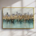 Ver imagem 1 de Quadro Decorativo Abstrato Verde e Dourado