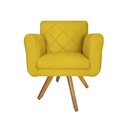 Ver imagem 2 de Conjunto 2 Poltrona Decorativa Com Base Giratória De Madeira Isabella Suede Amarelo - LM DECOR