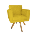 Ver imagem 3 de Conjunto 2 Poltrona Decorativa Com Base Giratória De Madeira Isabella Suede Amarelo - LM DECOR