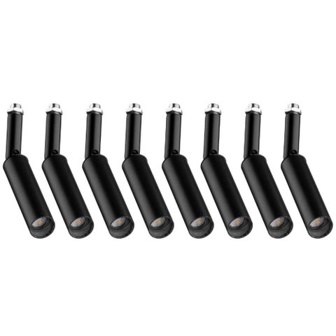 Conjunto 8 Spots Luminária Direcionador Perfilado Preto em Alumínio G9 Bivolt Neo Dital