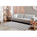 Ver imagem 2 de Tapete Sala ou Quarto Antiderrapante 2,00M x 1,32M Arabesco Geométrico Branco e Preto
