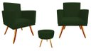 Ver imagem 1 de Kit 2 Poltronas Decorativa Bia + Puff Redondo Suede Verde Pés Madeira Ms Decor