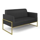 Ver imagem 3 de Sofá Namoradeira com 2 Poltronas Base Industrial Alta Dourado Marisa Corino Preto D03 - D’Rossi Dros