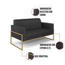 Ver imagem 6 de Sofá Namoradeira com 2 Poltronas Base Industrial Alta Dourado Marisa Corino Preto D03 - D’Rossi Dros