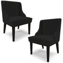 Ver imagem 1 de Kit 2 Poltronas Decorativas Base Fixa de Madeira Firenze Linho Preto - Gran Belo