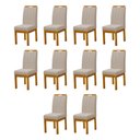 Ver imagem 1 de Kit 10 Cadeiras Blend Estofadas Pés Madeira Maciça Sala de Jantar Grande Premium Moderna - Bege