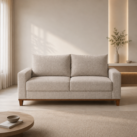 Sofa 3 Lugares Linho Living 180cm Estofado Palazo Vieiro:Bronze