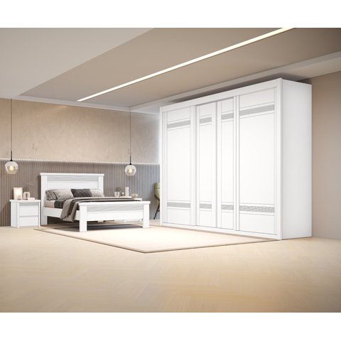 Guarda Roupa Casal Petrarca com Espelho Interno 4 Pts Branco - Bettio