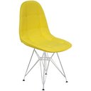 Ver imagem 2 de Kit 2 Cadeiras Estofadas Charles Eames Eiffel Botonê com Pés de Metal Cromado Amarelo Multicolorido