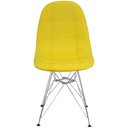 Ver imagem 3 de Kit 2 Cadeiras Estofadas Charles Eames Eiffel Botonê com Pés de Metal Cromado Amarelo Multicolorido