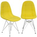 Ver imagem 1 de Kit 2 Cadeiras Estofadas Charles Eames Eiffel Botonê com Pés de Metal Cromado Amarelo Multicolorido