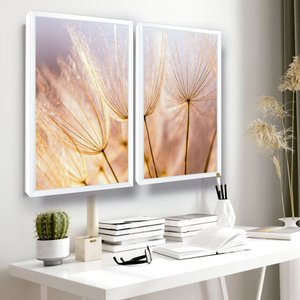 Quadros Decorativos Flores Dente de Leão Moldura Sala Hall