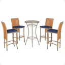 Ver imagem 1 de Mesa Bistrô e 4 Banquetas Roma Fendi Corda Náutica Estofado 10 Trama Original