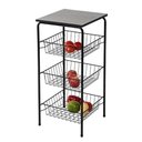 Ver imagem 2 de Fruteira 3 Cestos de Chão Tampo Madeira Bebedouro 40x38x82cm Preta Cozinha
