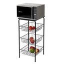 Ver imagem 3 de Fruteira 3 Cestos de Chão Tampo Madeira Bebedouro 40x38x82cm Preta Cozinha