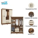 Ver imagem 3 de Guarda Roupa Solteiro 4 Portas com Pés Capelinha Fit Jequitibá Off Acetinado - Santos Andirá
