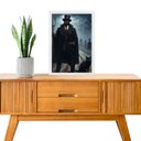 Ver imagem 1 de Quadro Umbanda Exu Gato Preto 45x34cm:moldura Branca
