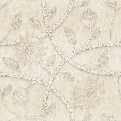 Papel de Parede Floral 3d em Tons Beges - 3,00x0,50m