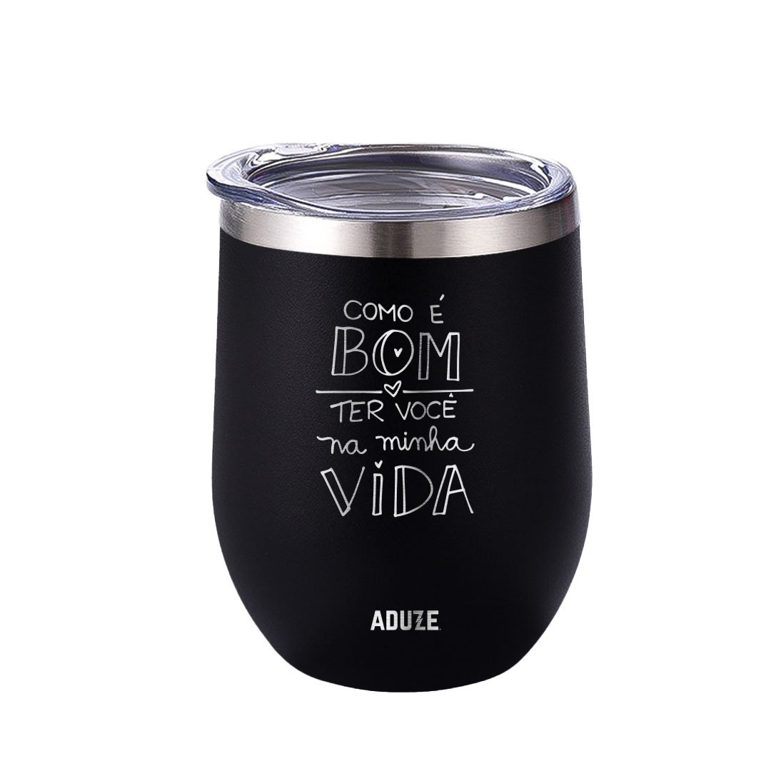 Copo Térmico Aduze Cuia Classic como É Bom Ter Você 300ml - Preto