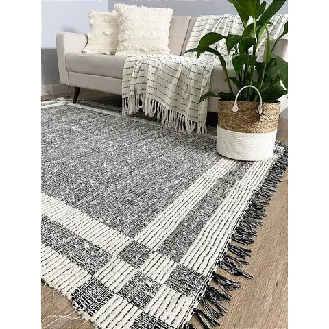 Tapete Sala Quarto Lavavel Dupla Face Algodao Confy 150x200 Cinza