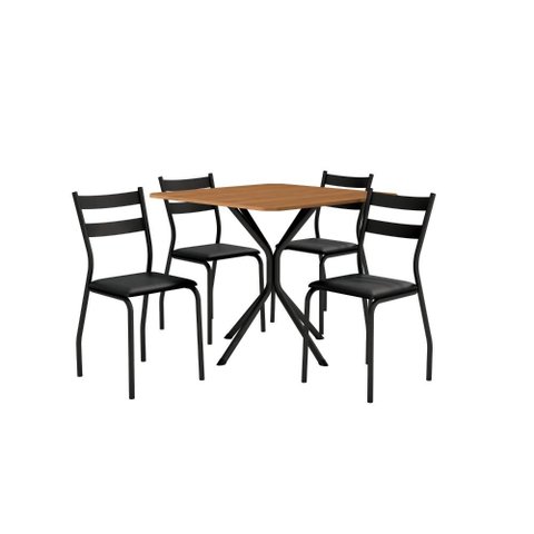 Conjunto Mesa de Jantar Kappesberg com 4 Cadeiras Preto/Canela
