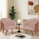 Ver imagem 1 de Kit 2 Poltronas Jade Decorativa Moderna Sala de Estar Quarto Escritório Conforto Pés Palito Corano N