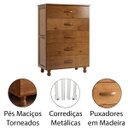 Ver imagem 4 de Cômoda 5 Gavetas 100% Madeira Rústica Pandora Imbuia Fosco