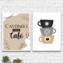 Ver imagem 1 de Kit 2 Quadros Cantinho Do Café Xícaras 33x24cm - com vidro:Madeira branca
