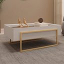 Ver imagem 1 de Mesa de Centro Tampo Espelho com Pés Metálico Dourada Kika Bali