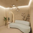 Ver imagem 1 de Sofá Curvo Sala de Estar Recepção Consultório Amsterdã 250cm Linho Bouclé