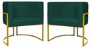 Ver imagem 1 de Kit 2 Poltronas Decorativa Luxo Base de Metal Dourada Escritório Recepção Sala Suede Verde Eli Móvei